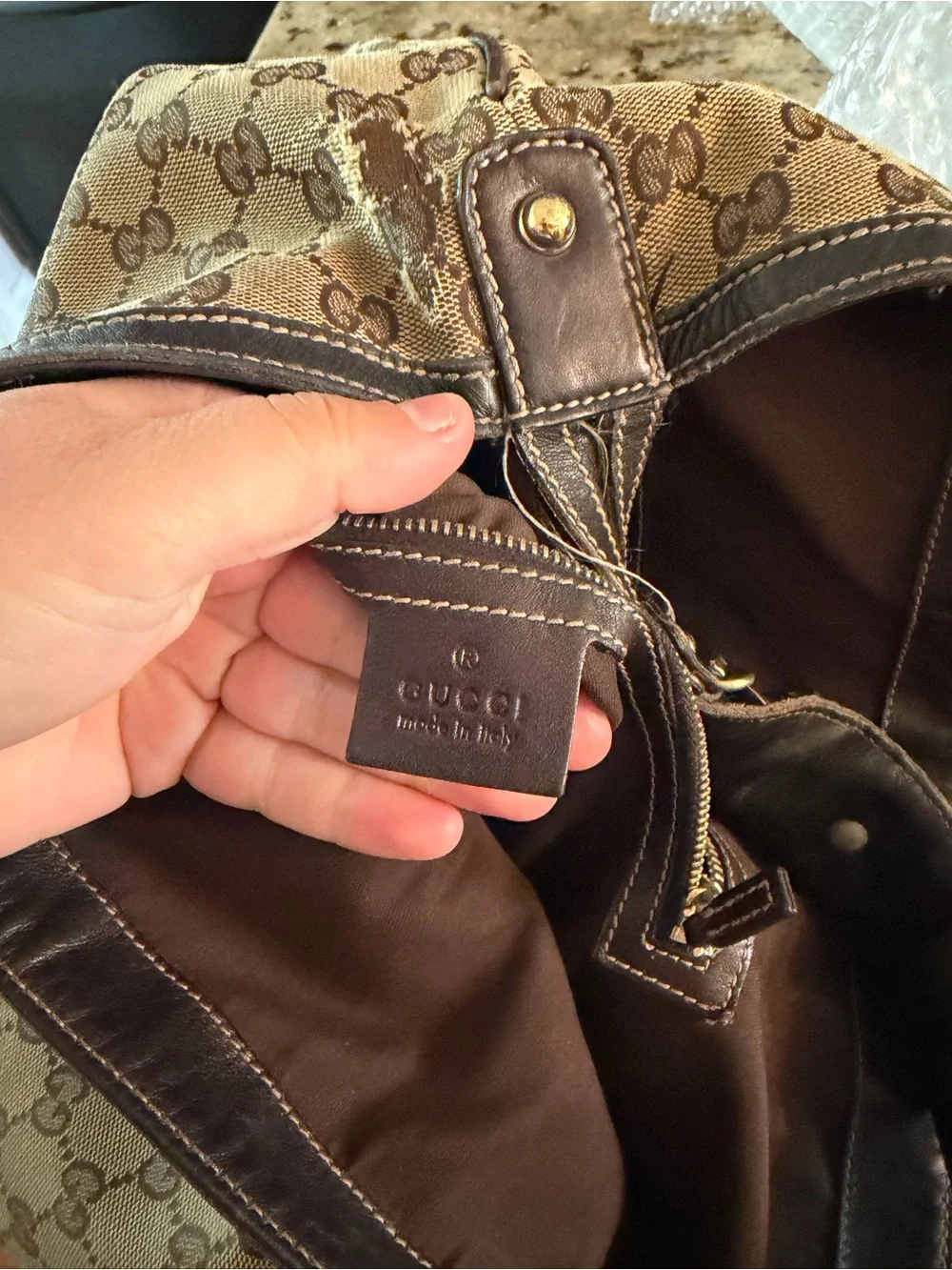 Gucci Tan and Brown GG Canvas Hobo Bag - Picture 7 of 8